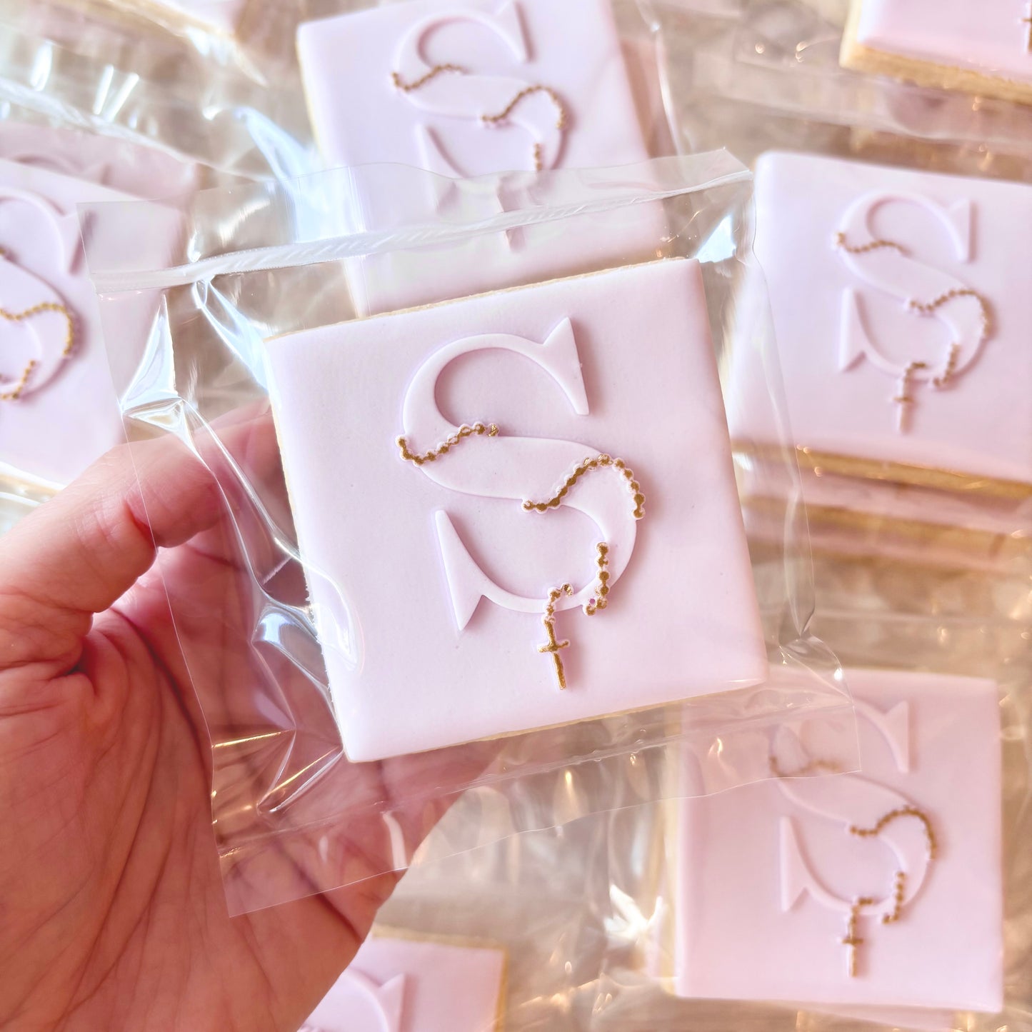 Letter with Rosary Beads Cookies 12 Pack