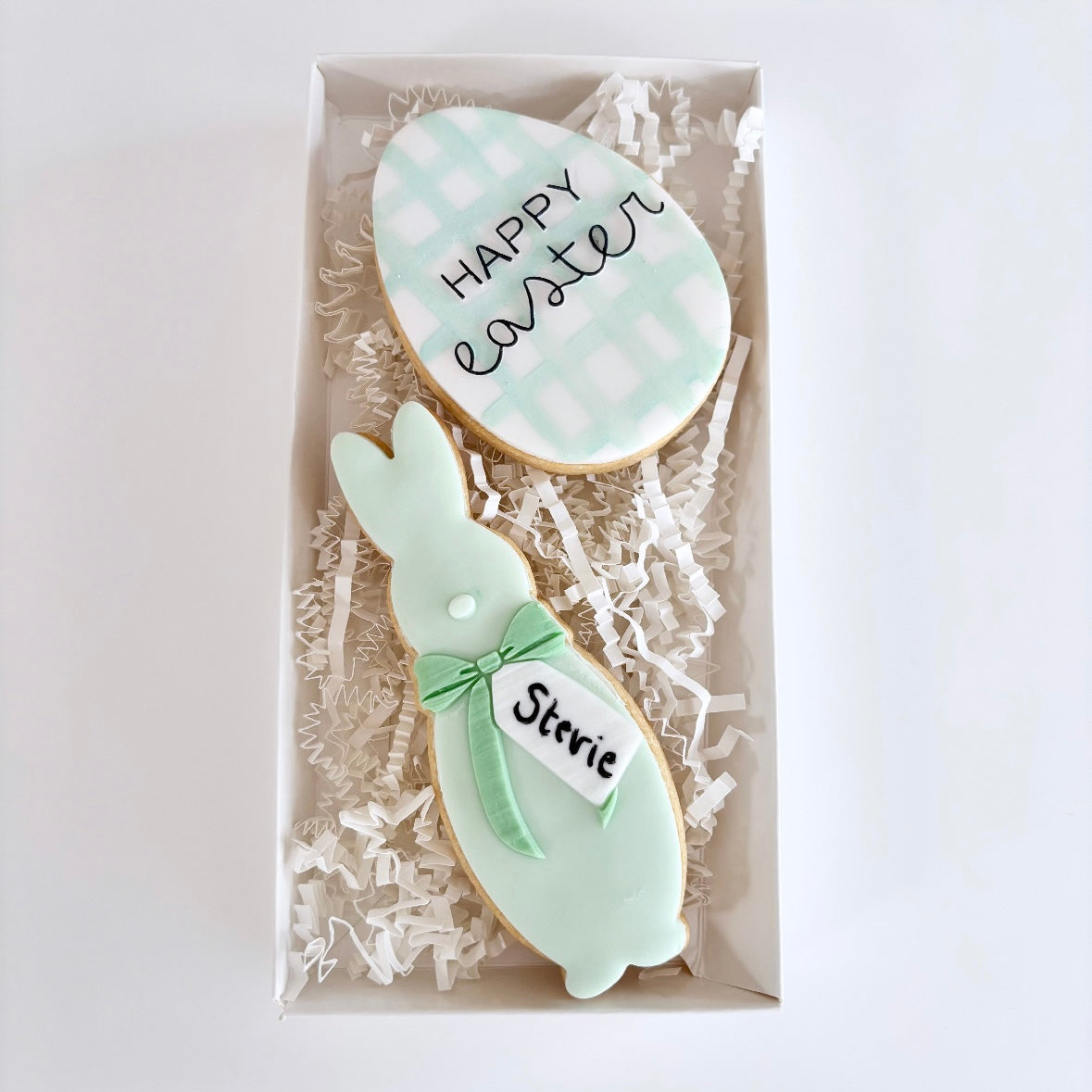 Flocked Bunny Gingham Easter Cookie Gift Pack