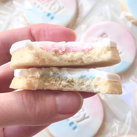 Watercolour Gender Reveal Cookies 12 Pack - Bite to see!