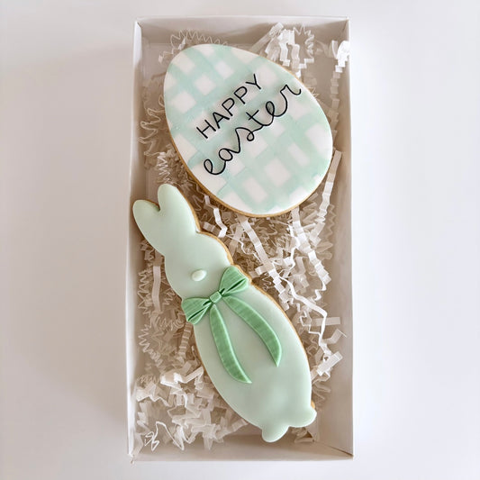 Flocked Bunny Gingham Easter Cookie Gift Pack