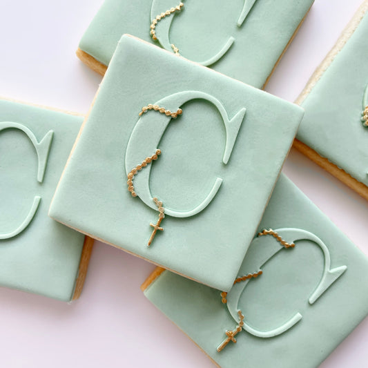 Letter with Rosary Beads Cookies 12 Pack