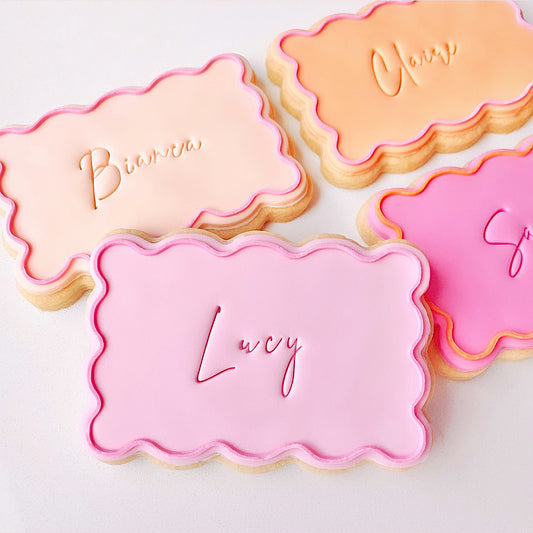 Waved Rectangle Place Card Cookies