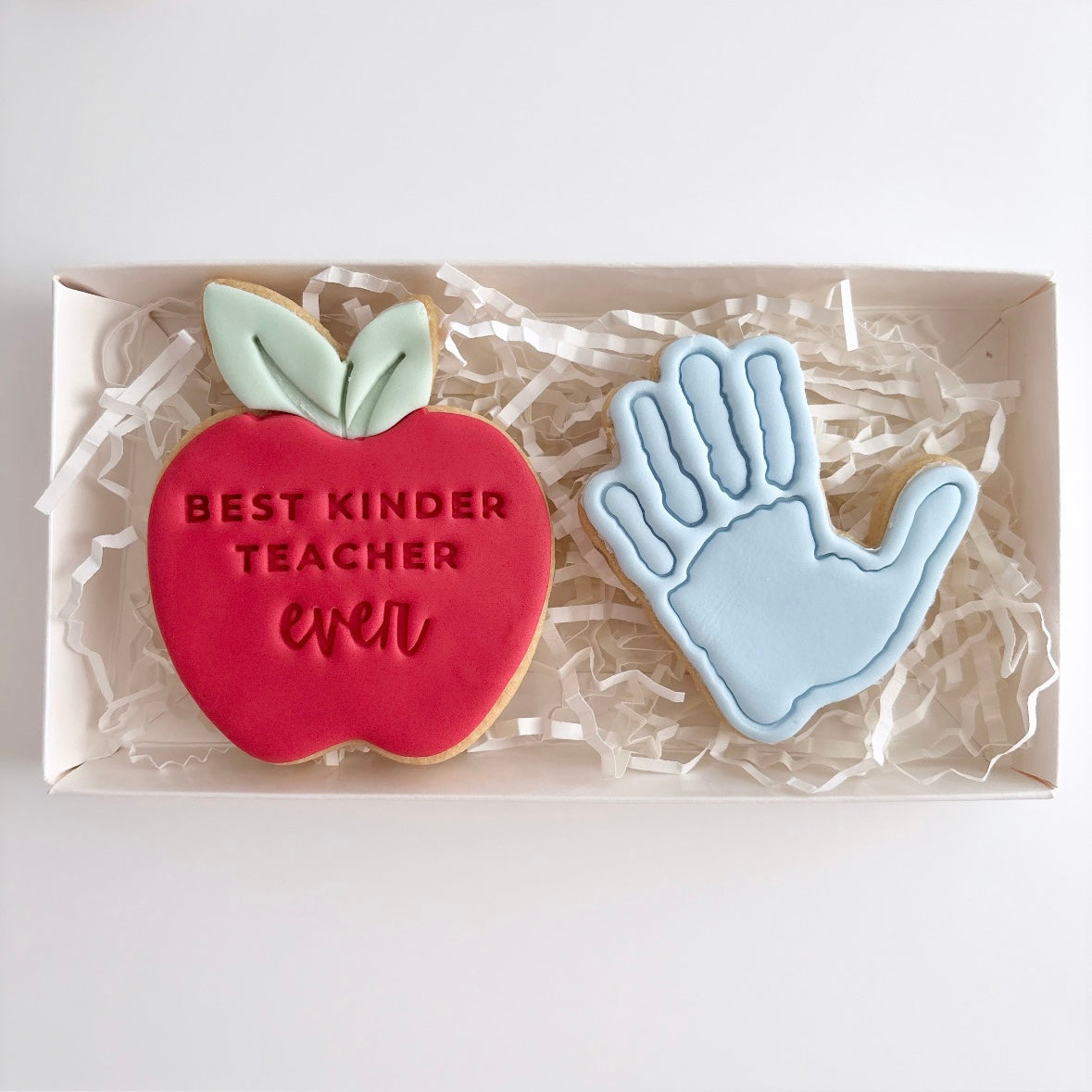 Best Teacher Hand Print and Apple Cookie Gift Box