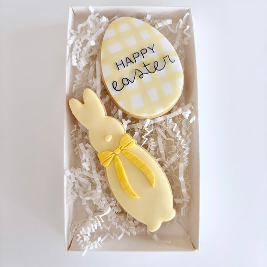 Flocked Bunny Gingham Easter Cookie Gift Pack