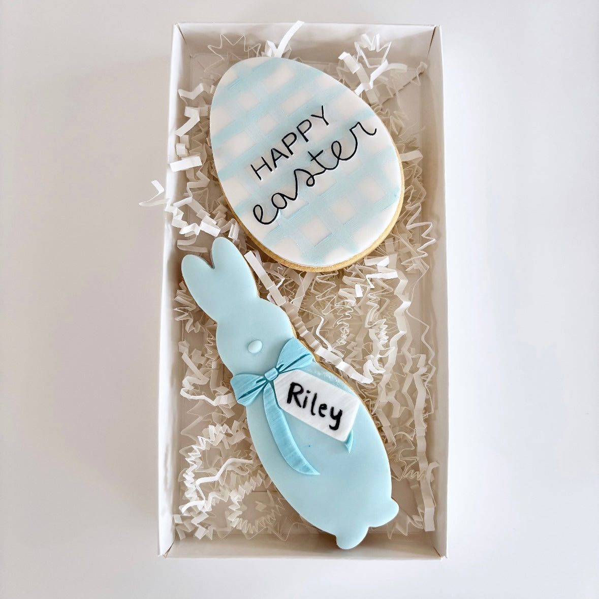 Flocked Bunny Gingham Easter Cookie Gift Pack