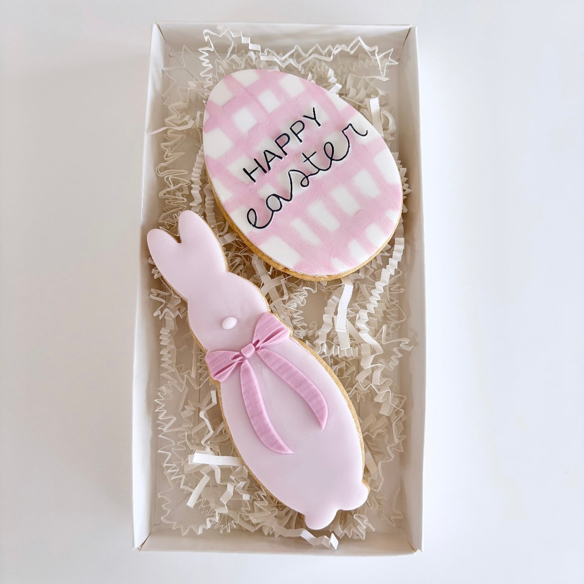 Flocked Bunny Gingham Easter Cookie Gift Pack