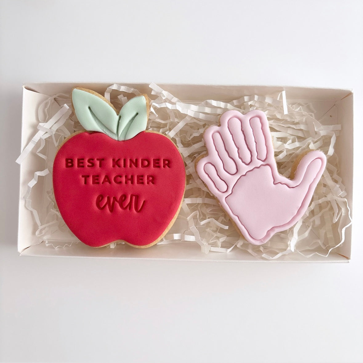 Best Teacher Hand Print and Apple Cookie Gift Box