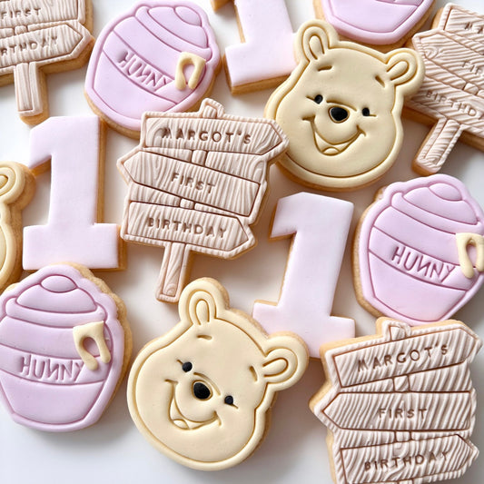 Simple Winnie the Pooh Birthday Cookie Set 20 Pack