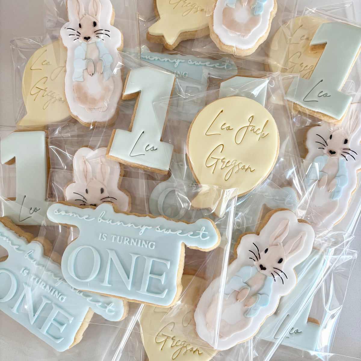 Simple Peter Rabbit First Birthday Cookie Set 20 Pack
