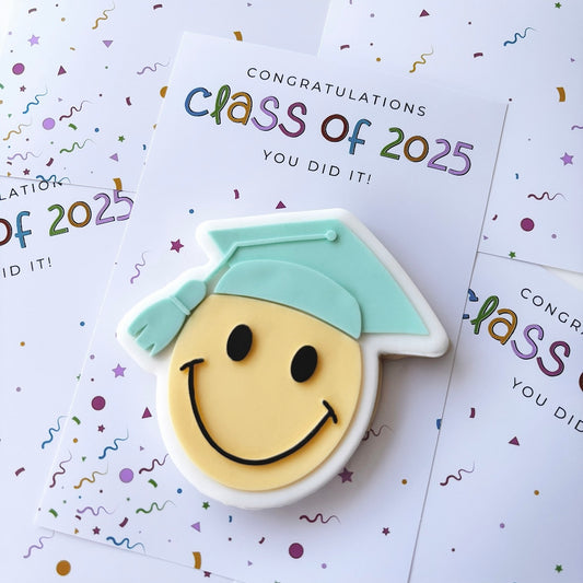Graduation Smiley Single Cookie