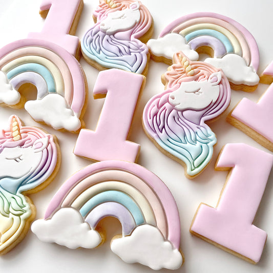 Magical Unicorns and Rainbows Birthday Cookie Set - 24 Pack