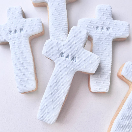 Personalised and Patterned Cross Cookies 12 Pack