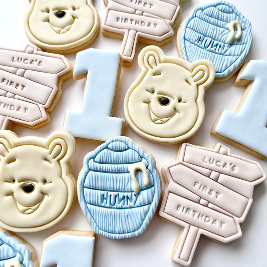 Simple Winnie the Pooh Birthday Cookie Set 20 Pack