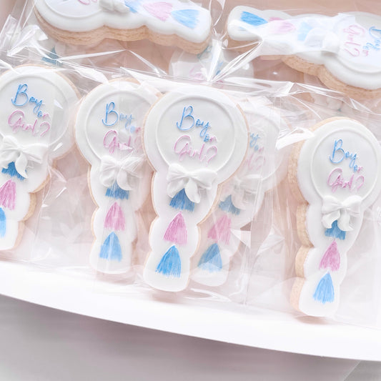 Gender Reveal Balloon Cookies 12 Pack