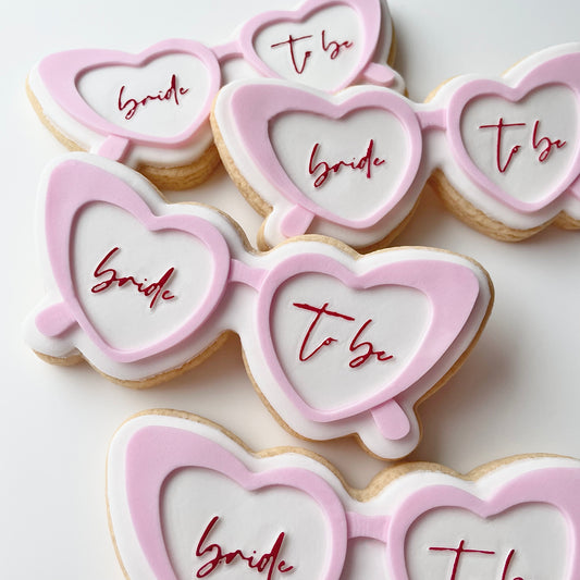 Bride to Be Heart Sunglasses Cookies 12 Pack